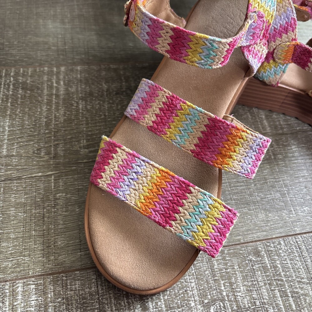 Blowfish Malibu Platform Sandals Sz 5M Rainbow Snap & Buckle Closure Open Toe - Picture 12 of 15